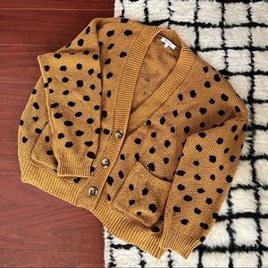 Madwell Polka Dot Cardigan w/ tortoise buttons sz L